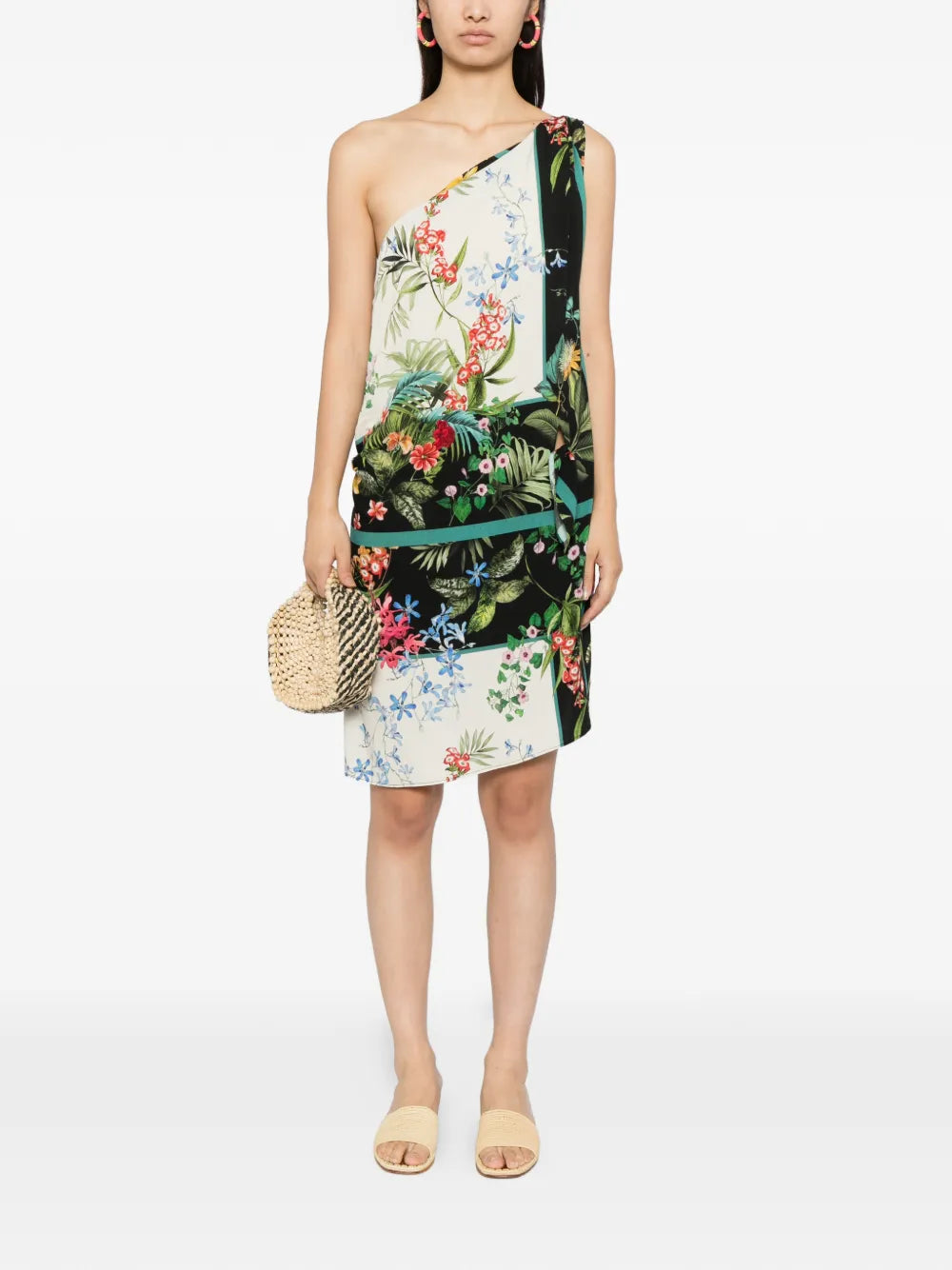 Blaklace One Shoulder Floral Print Dress