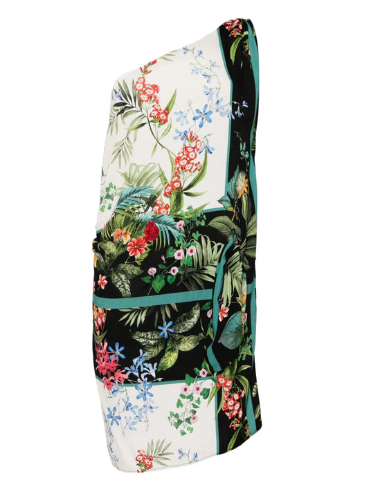 Blaklace One Shoulder Floral Print Dress
