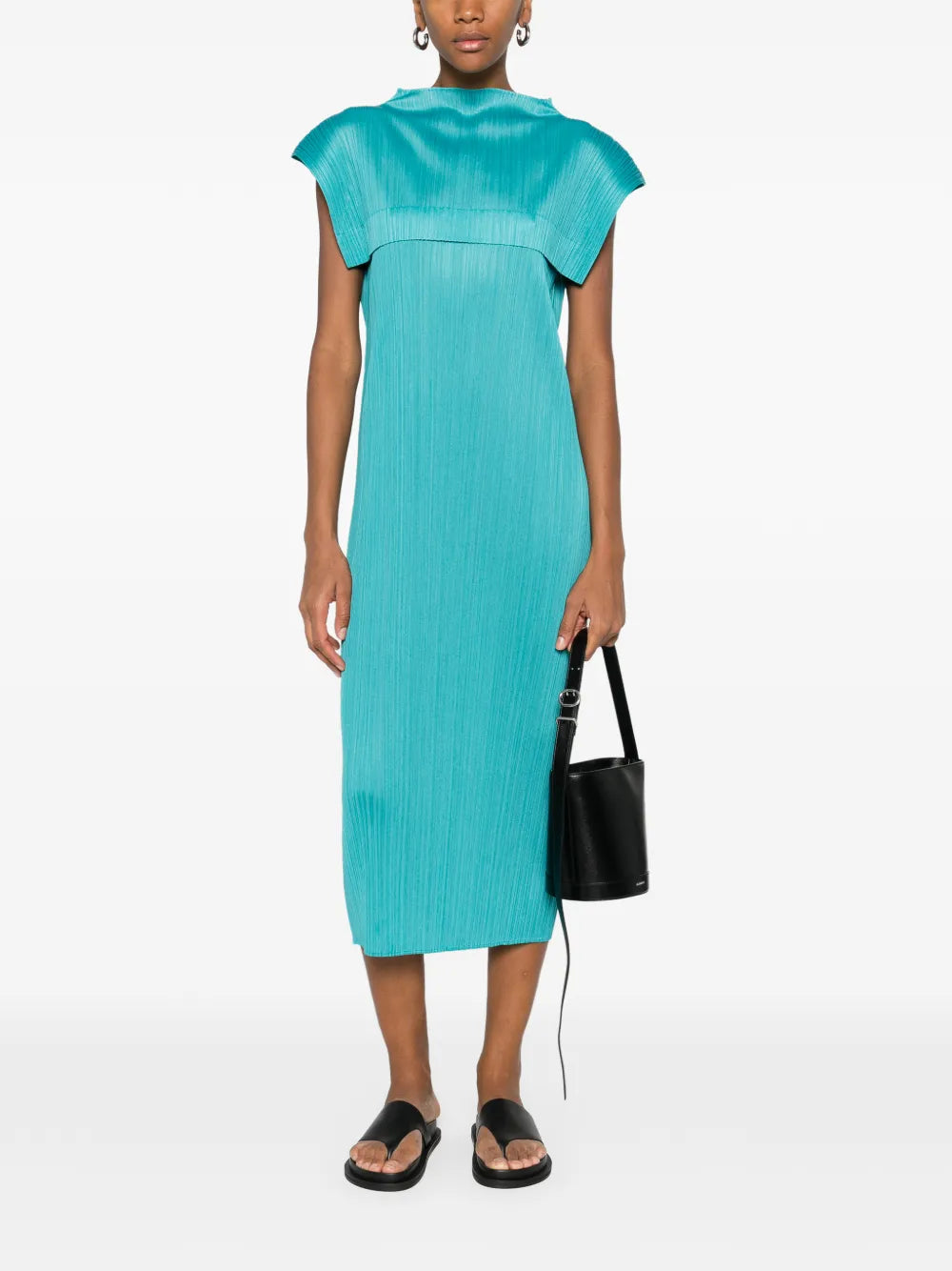 Pleats Please Issey Miyake Pleated Sleeveless Midi Dress