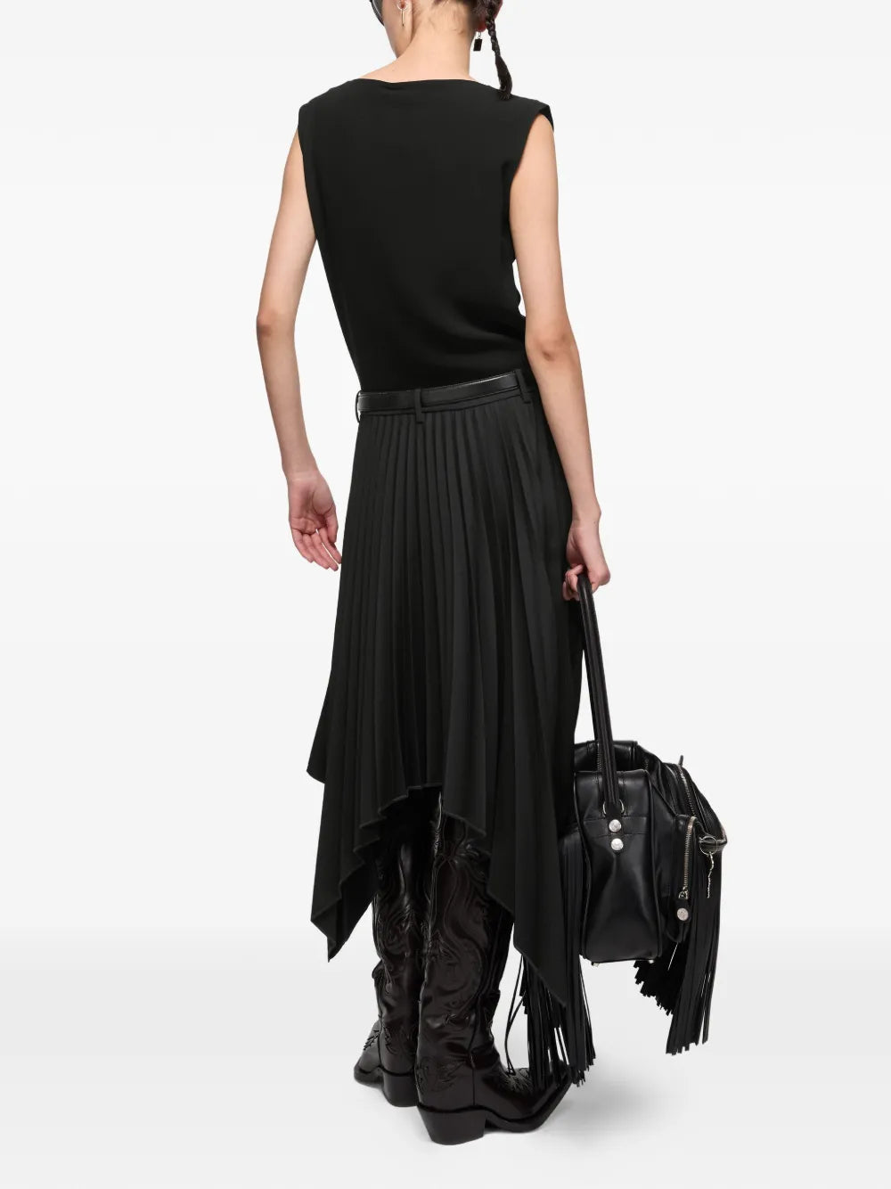 Acne Studios Pleated Asymmetrical Hem Midi Dress