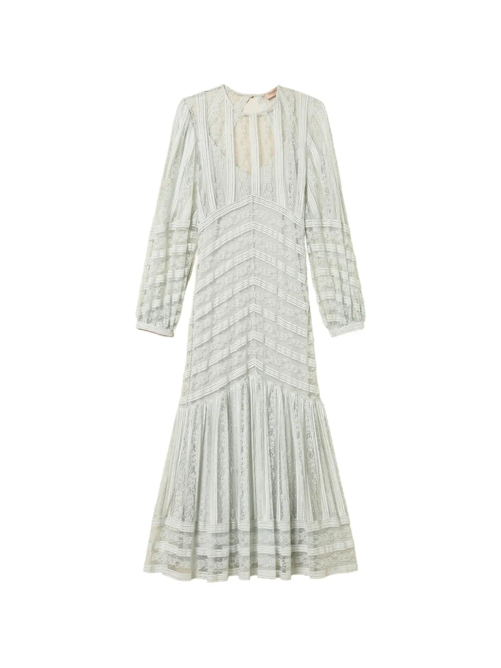 Twinset Striped Laced Midi Dress