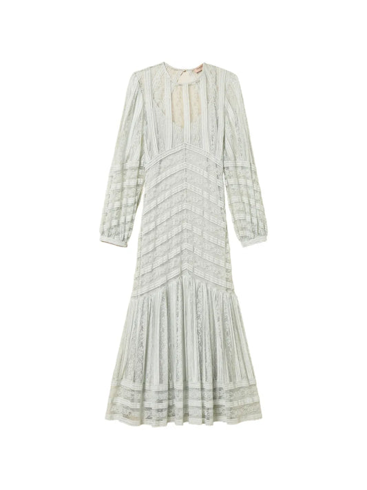 Twinset Striped Laced Midi Dress