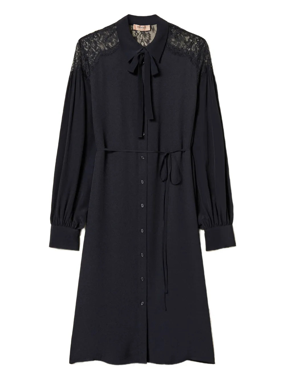 Twinset Lace Panel Georgette Midi Dress