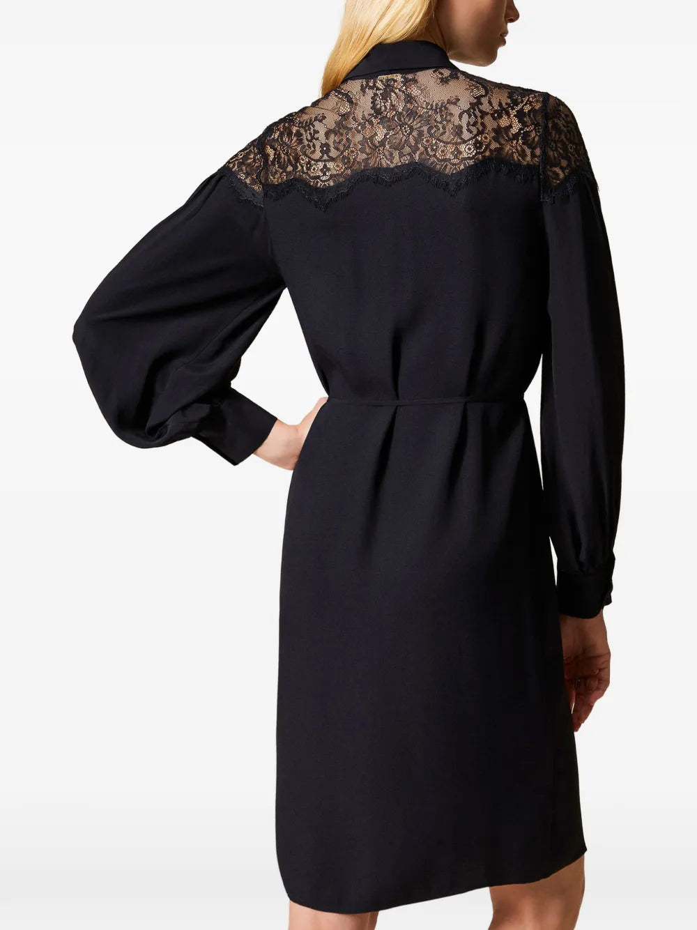 Twinset Lace Panel Georgette Midi Dress
