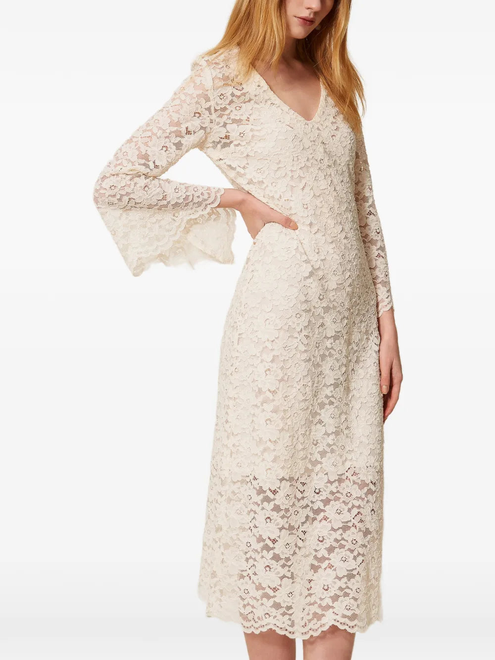Twinset Laced Flared Midi Dress