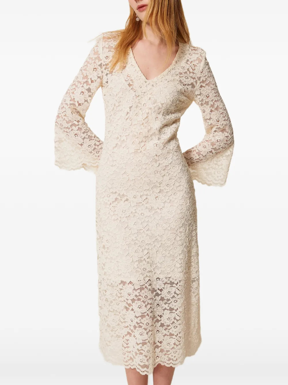 Twinset Laced Flared Midi Dress