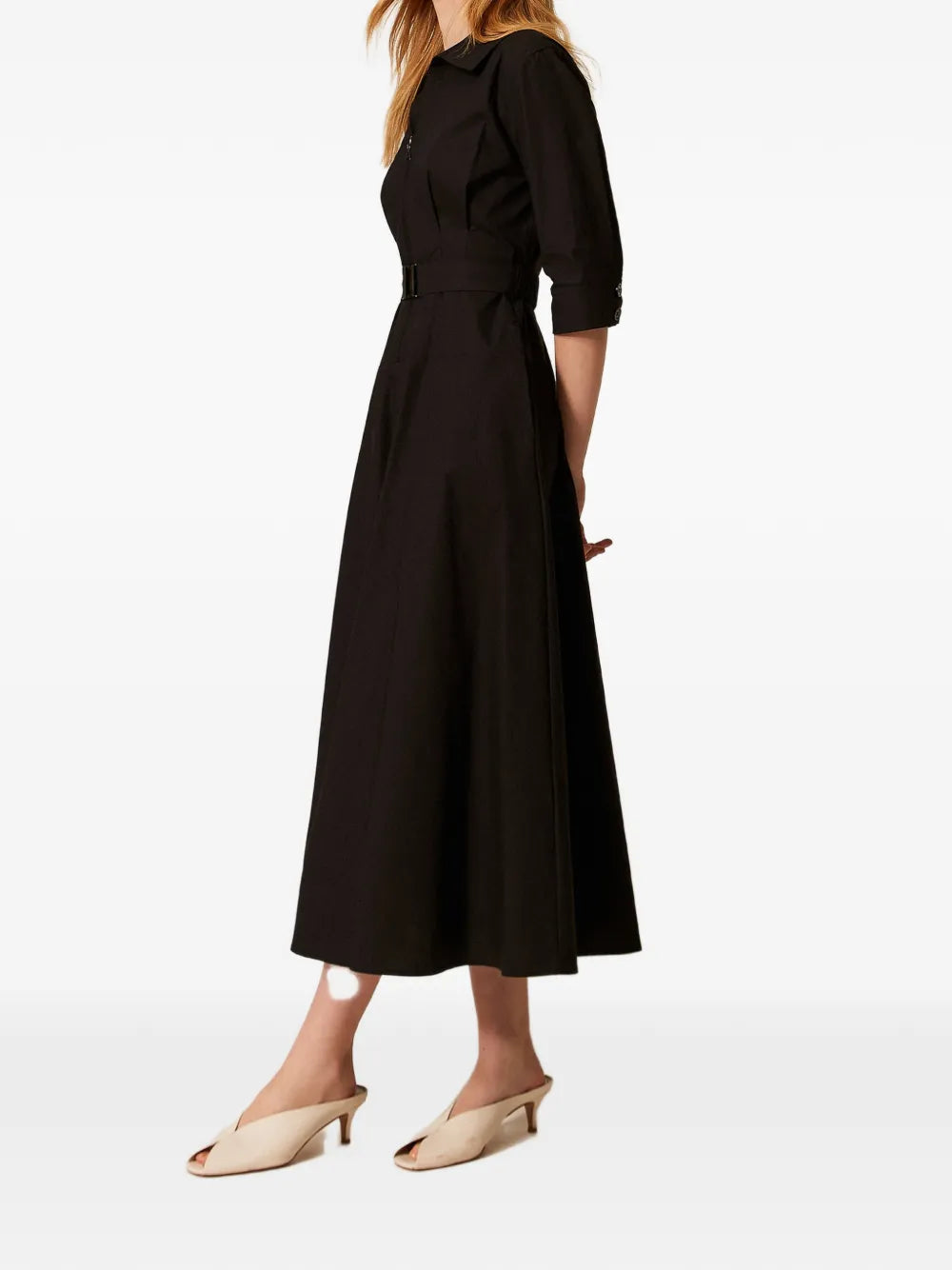 Twinset Belted Poplin Midi Dress