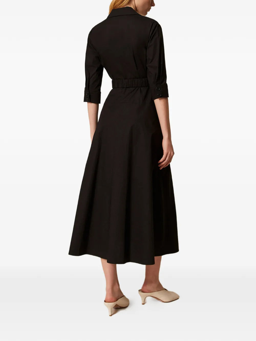 Twinset Belted Poplin Midi Dress