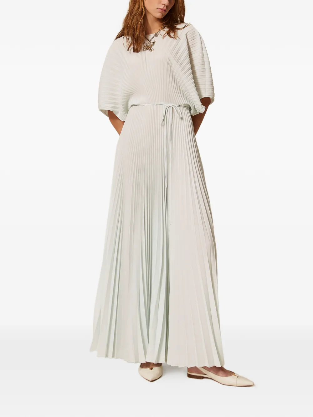 Twinset Tie Waist Pleated Dress