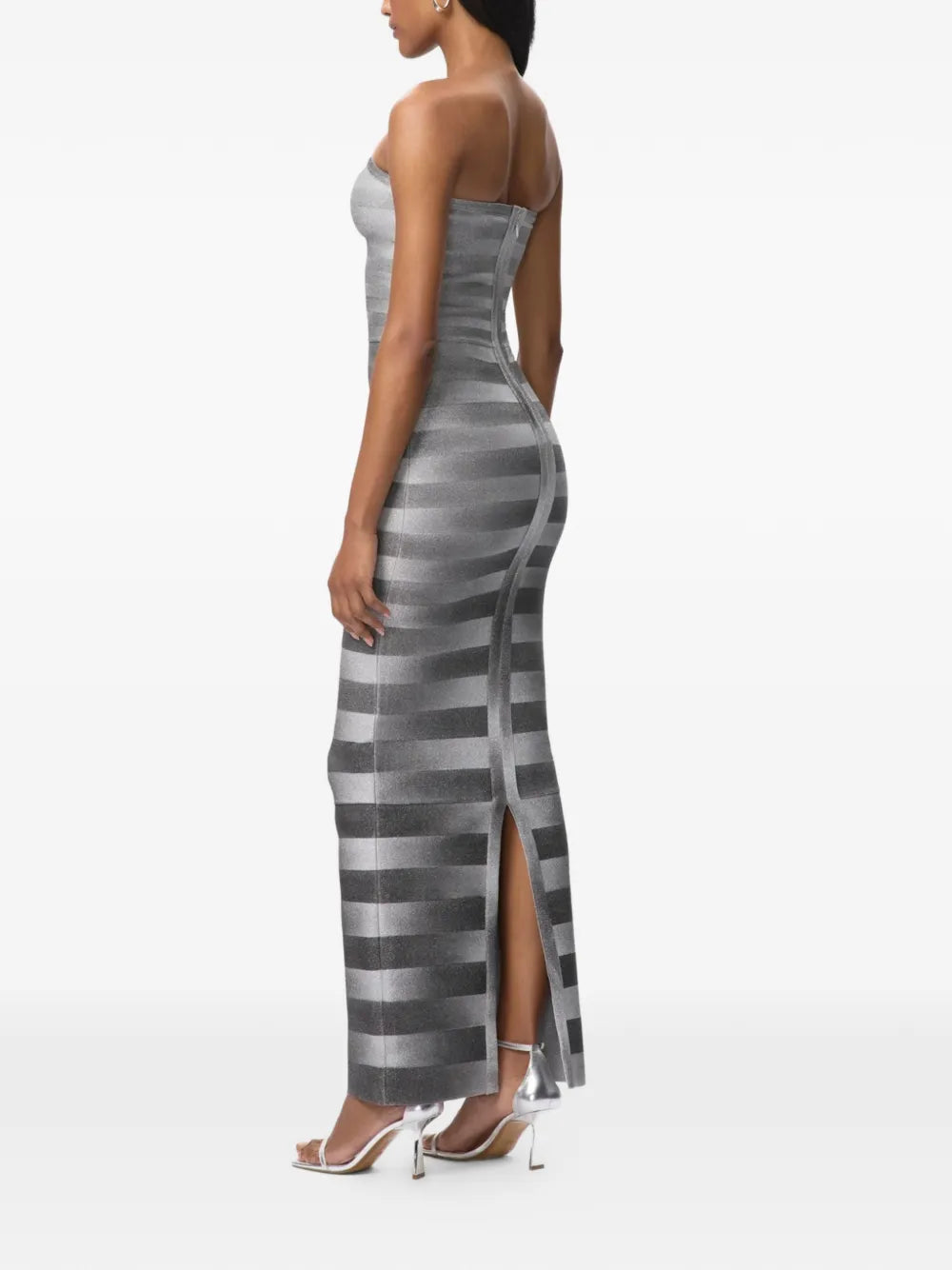 Herve Leger Striped Strapless Dress