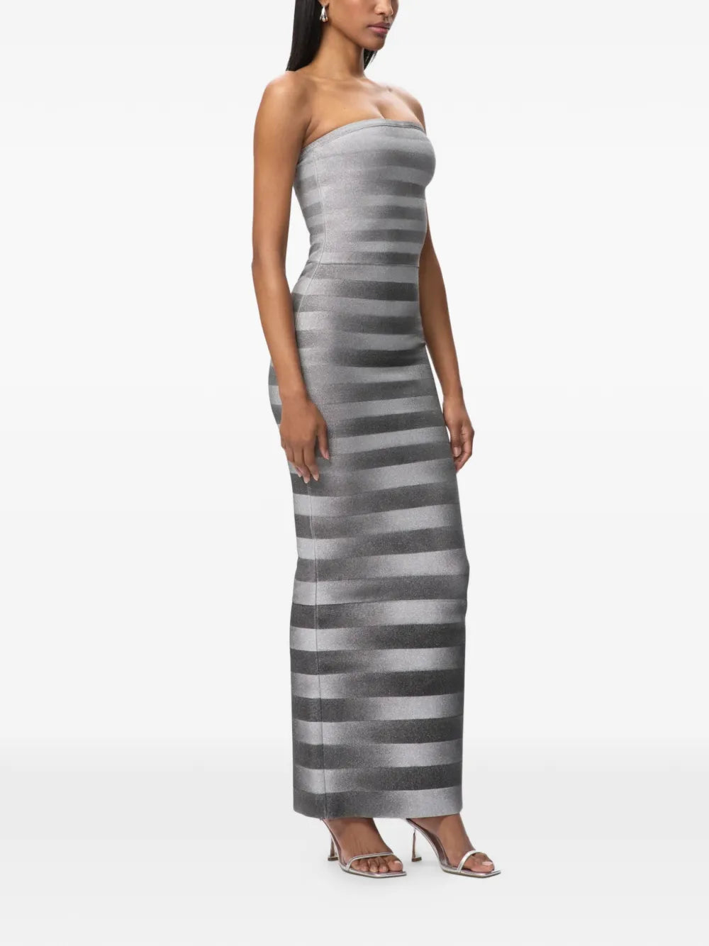 Herve Leger Striped Strapless Dress