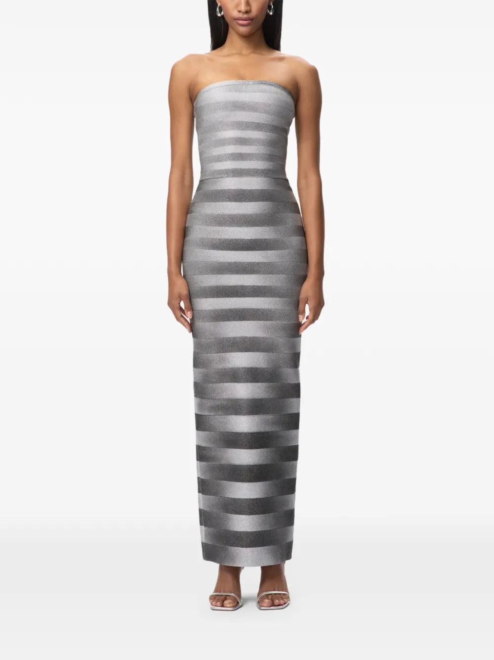 Herve Leger Striped Strapless Dress