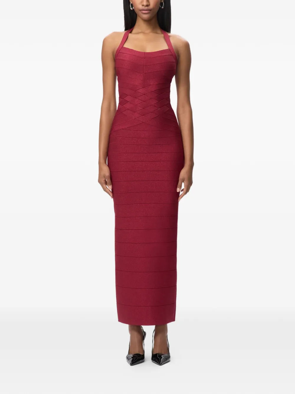 Herve Leger Criss Cross Halterneck Dress
