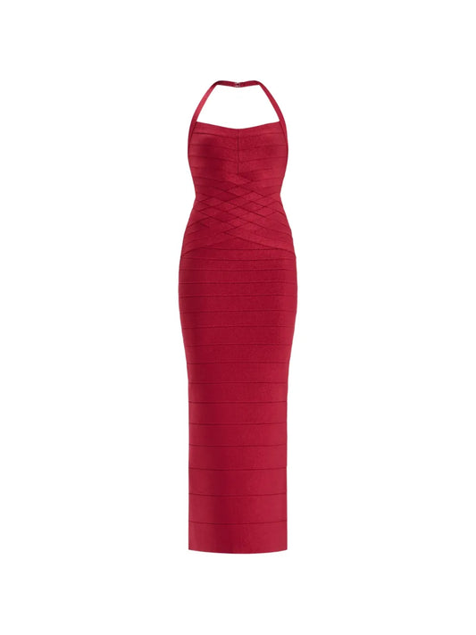 Herve Leger Criss Cross Halterneck Dress