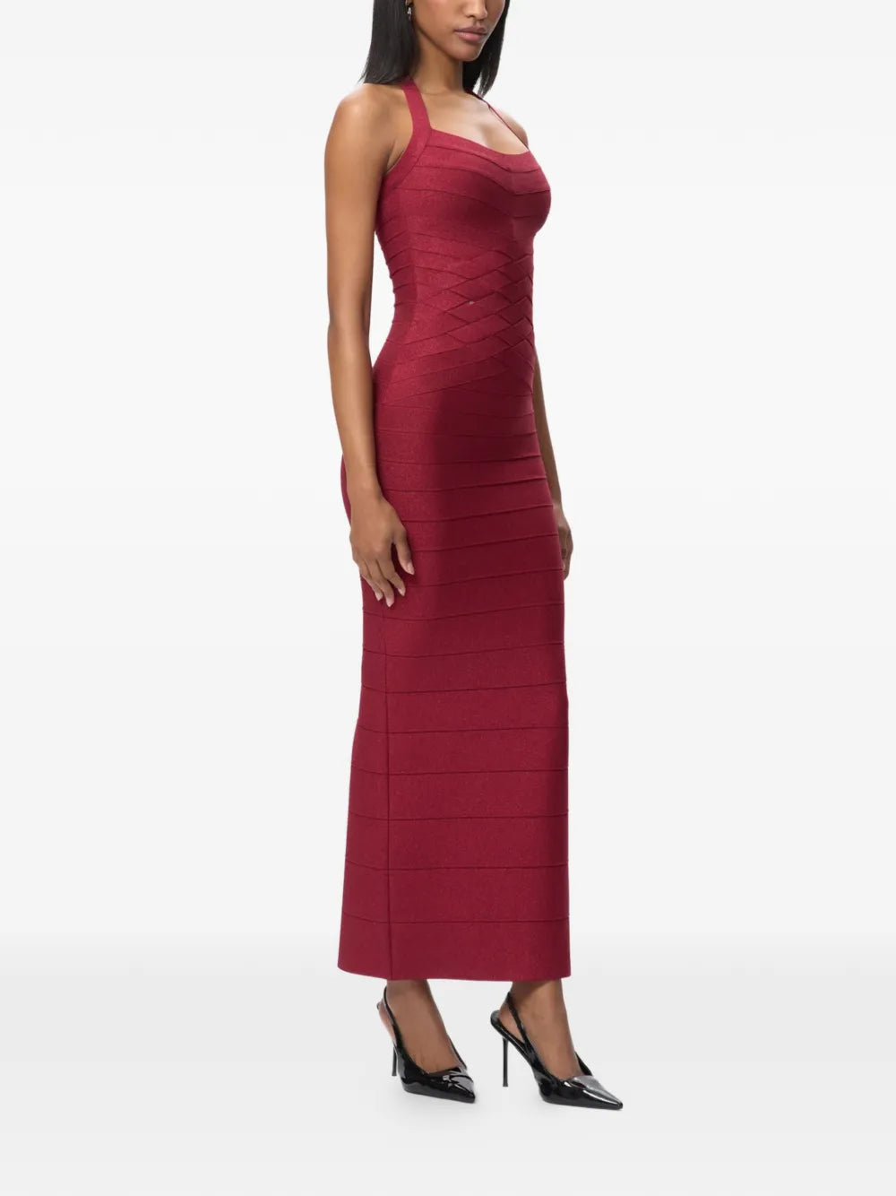 Herve Leger Criss Cross Halterneck Dress