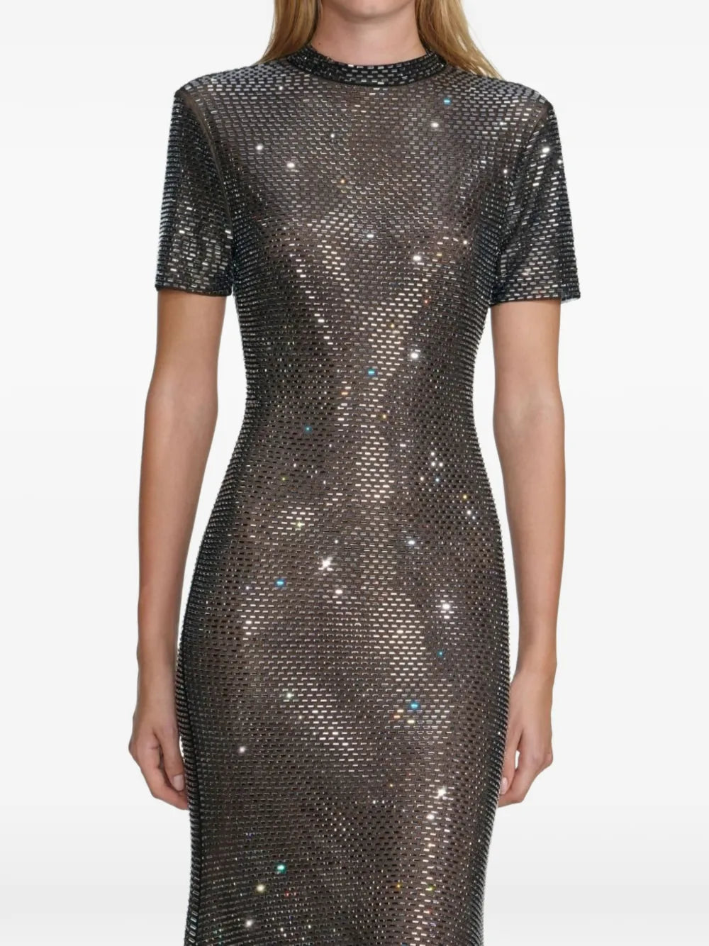 Self Portrait Short Sleeve Embellished Dress