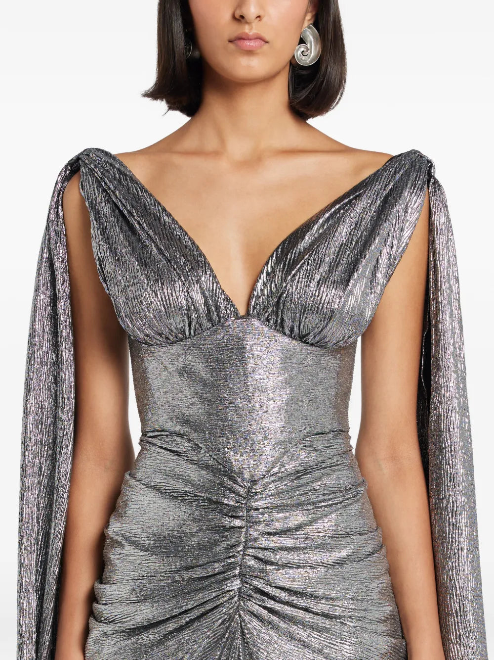 Rhea Costa V Neck Capelet Dress