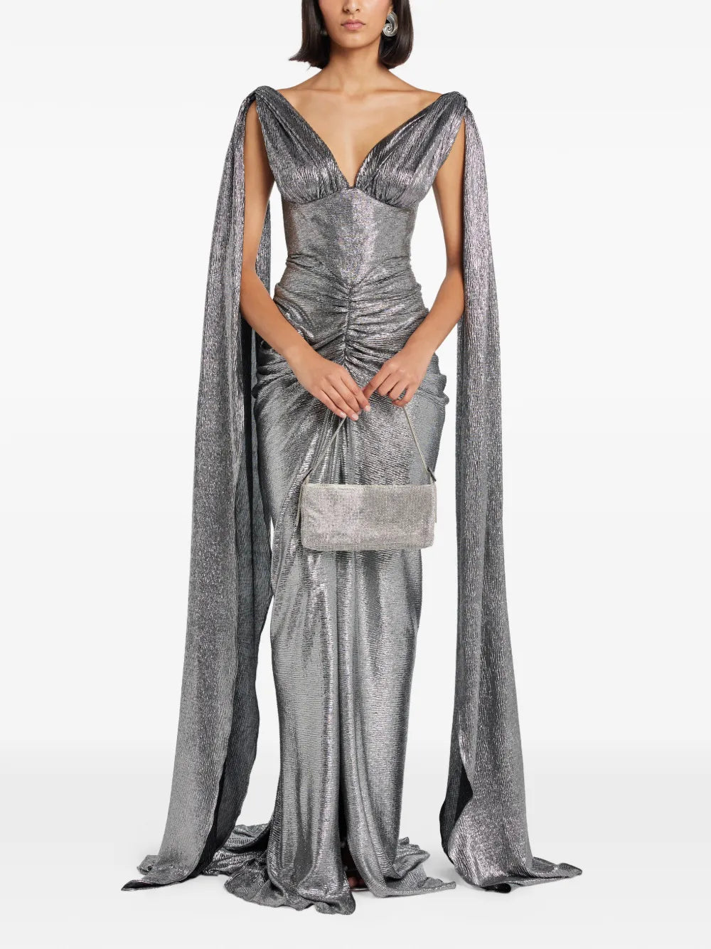 Rhea Costa V Neck Capelet Dress