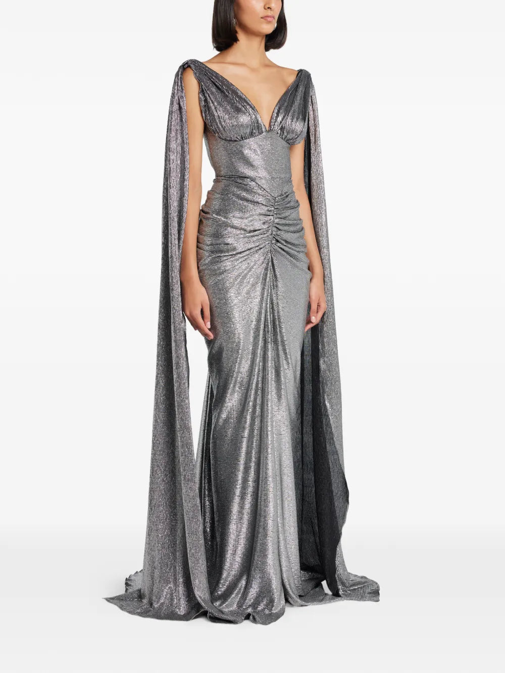 Rhea Costa V Neck Capelet Dress