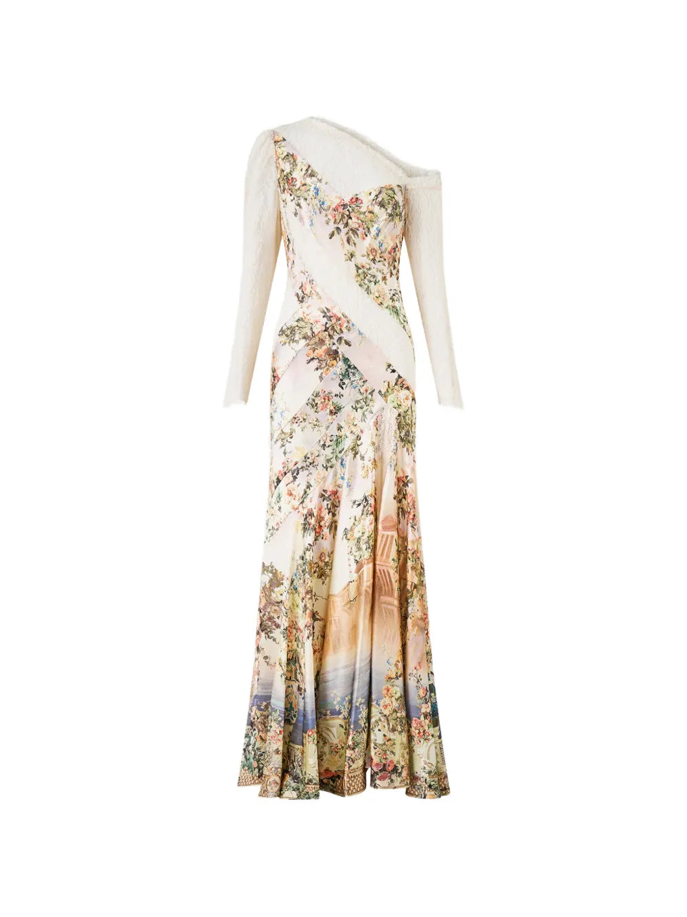 Camilla Floral Print Lace Trim Dress