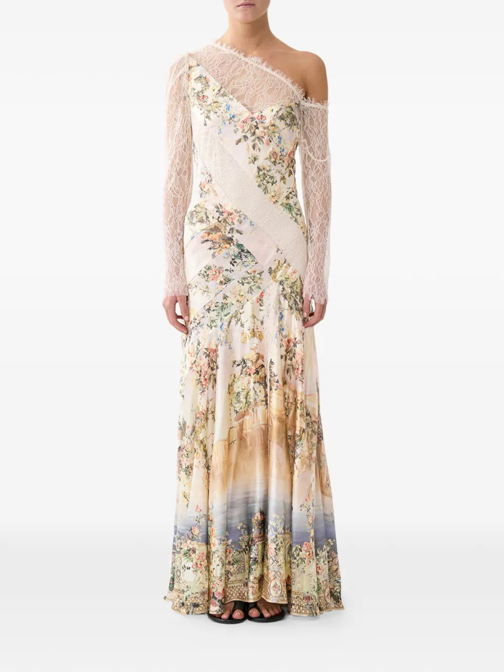Camilla Floral Print Lace Trim Dress