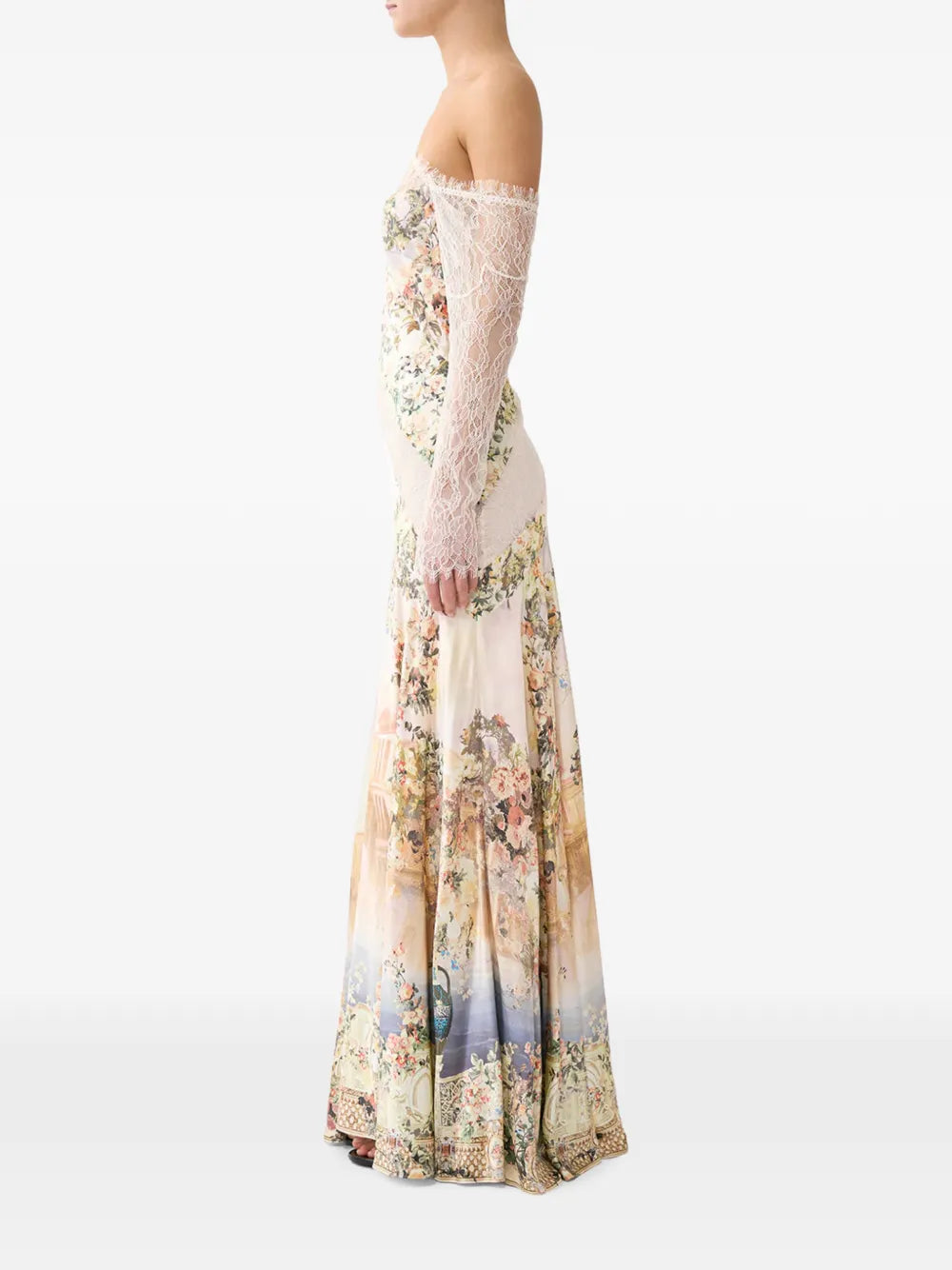 Camilla Floral Print Lace Trim Dress