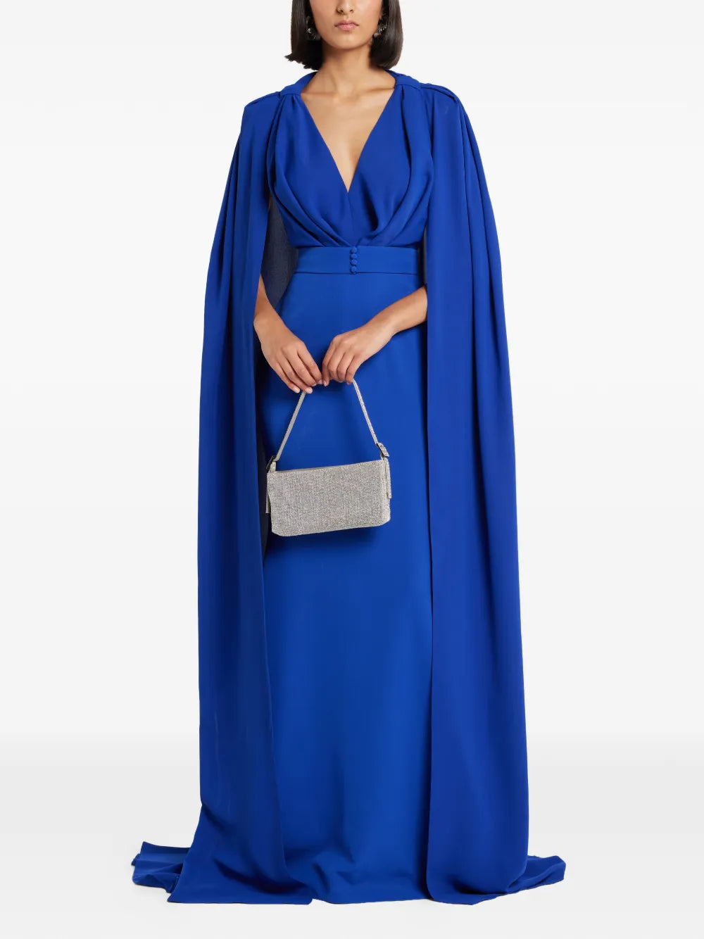 Rhea Costa V Neck Cape Dress