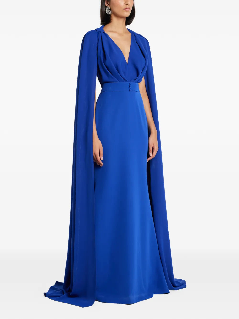 Rhea Costa V Neck Cape Dress