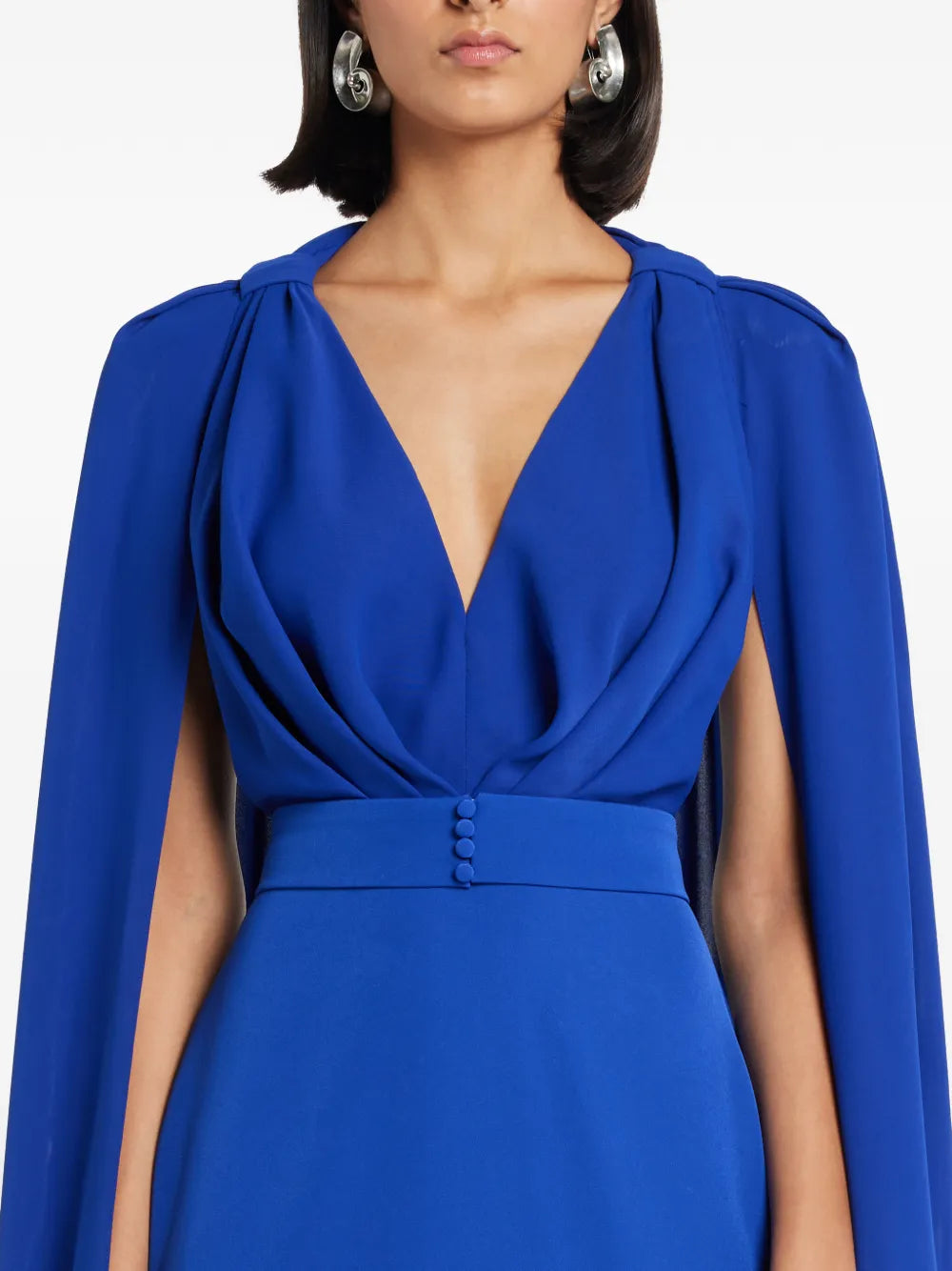 Rhea Costa V Neck Cape Dress