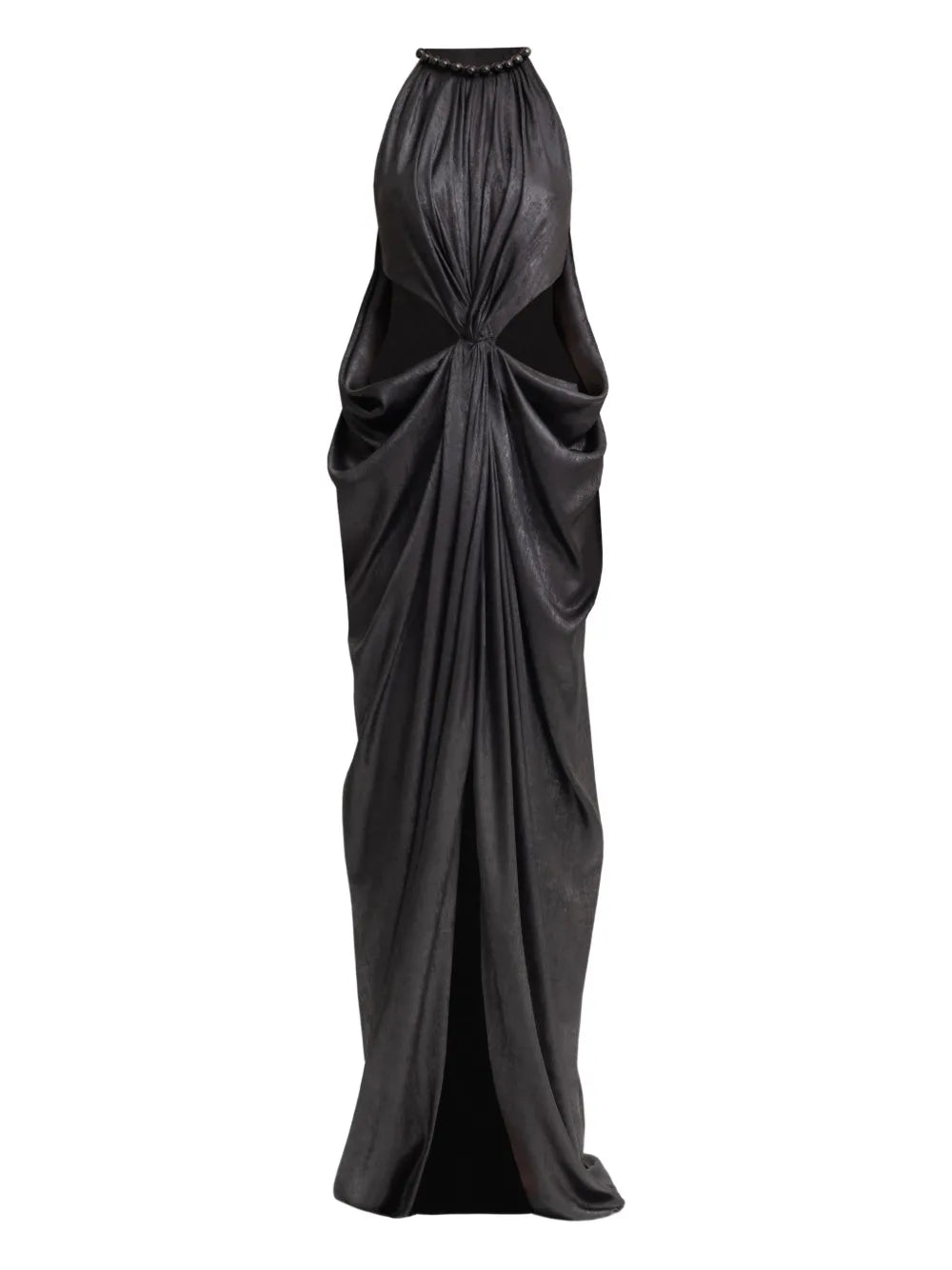 Gemy Maalouf Embellished Neck Draped Maxi Dress