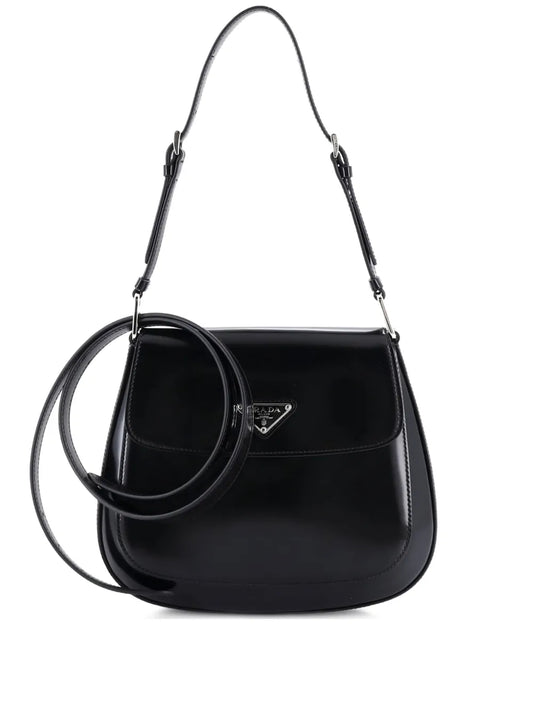 Prada Pre Owned Cleo Flap Shoulder Bag Spazzolato Leather Small Hobo Bag