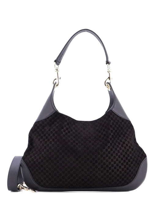 Gucci Pre Owned B Gg Suede Medium Shoulder Bag
