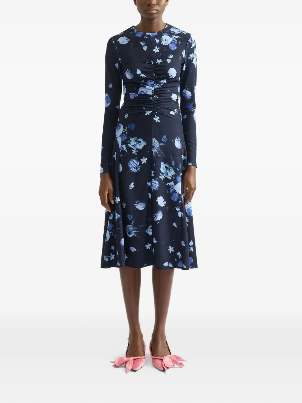 Erdem Floral Print Long Sleeve Midi Dress