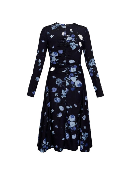 Erdem Floral Print Long Sleeve Midi Dress