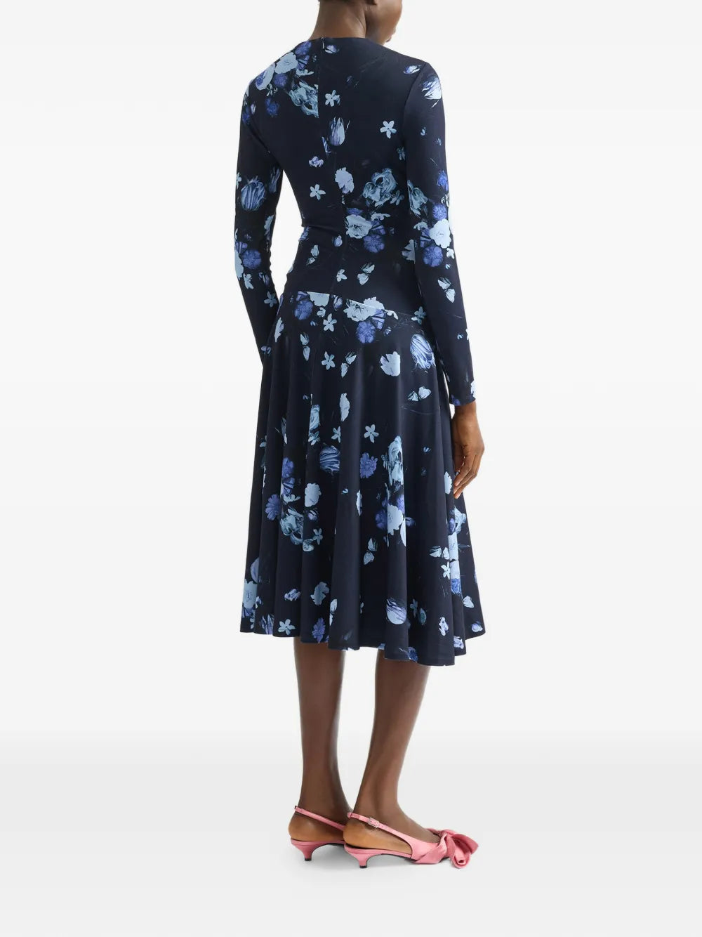 Erdem Floral Print Long Sleeve Midi Dress