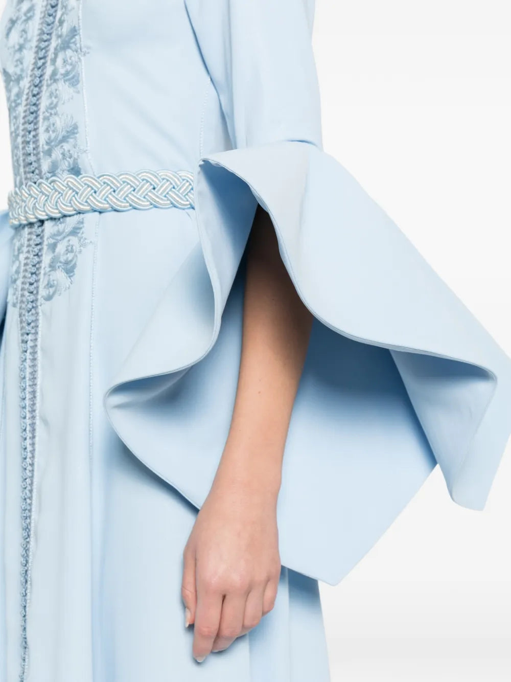 Reem Al Dhaheri Ruffled Embroidered Maxi Kaftan