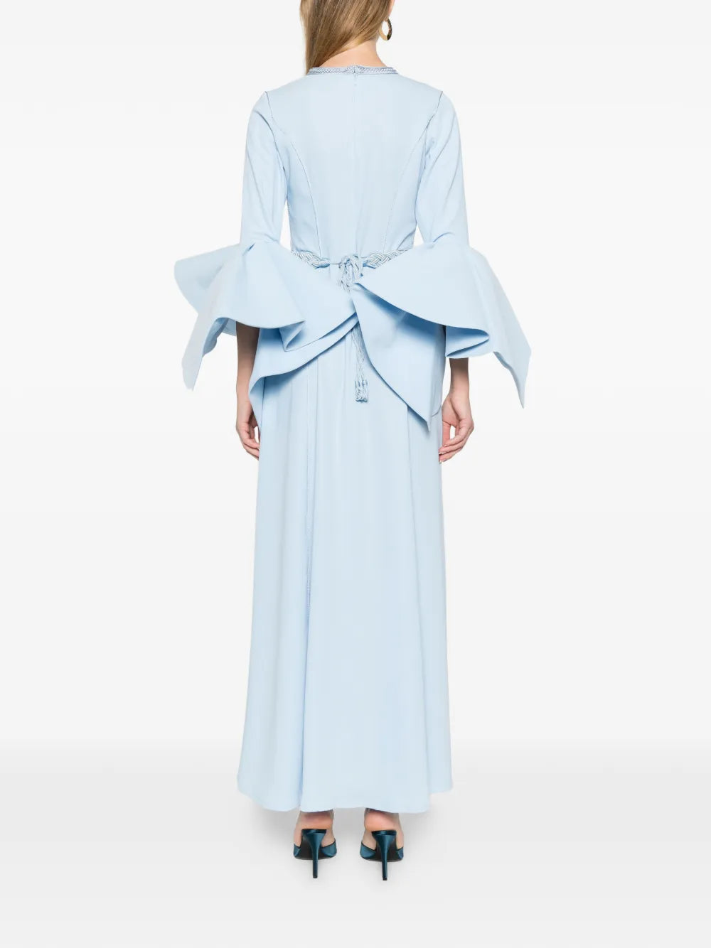 Reem Al Dhaheri Ruffled Embroidered Maxi Kaftan