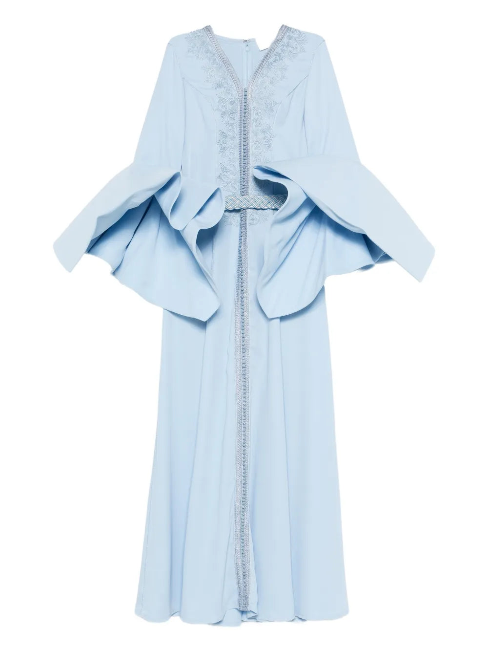 Reem Al Dhaheri Ruffled Embroidered Maxi Kaftan