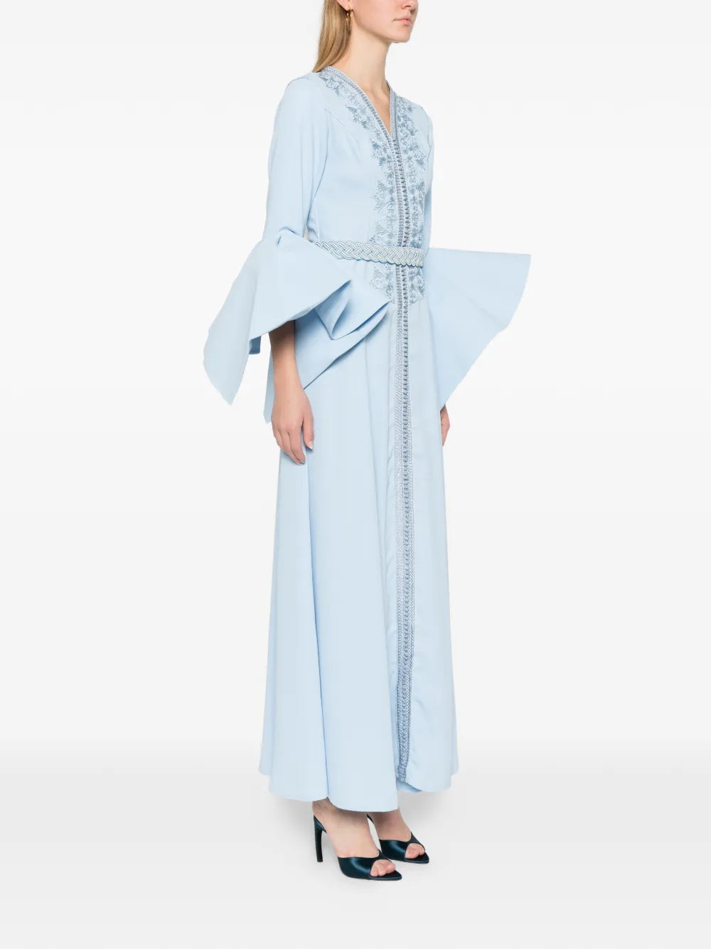 Reem Al Dhaheri Ruffled Embroidered Maxi Kaftan