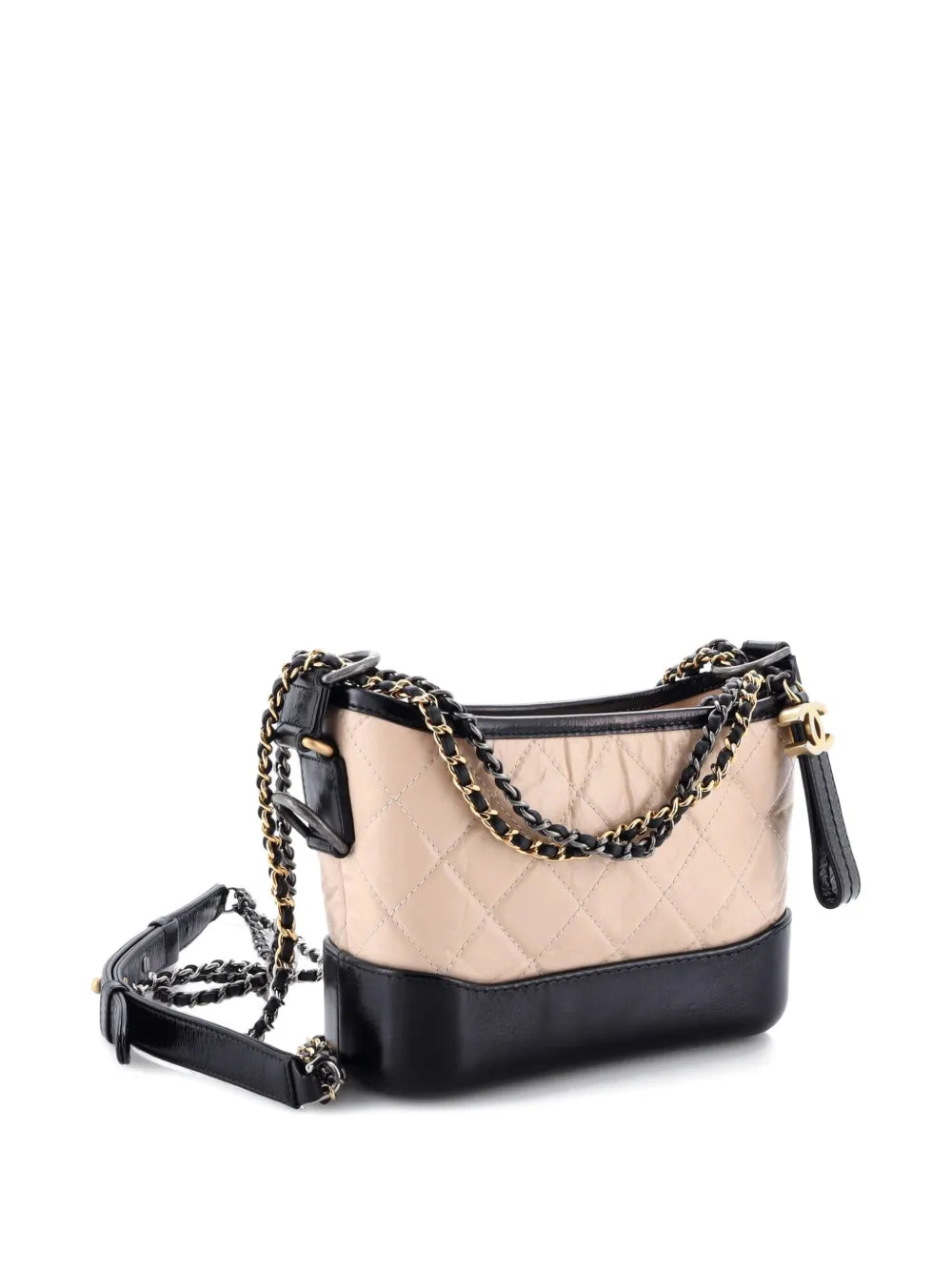 Chanel Pre Owned Bicolor Gabrielle Quilted Aged Calfskin Small Hobo Bag