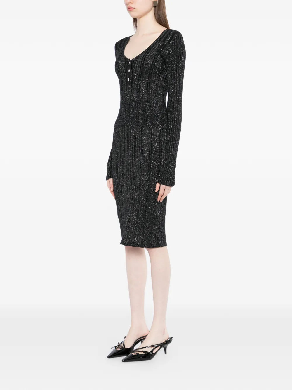 Versace Button Ribbed Dress
