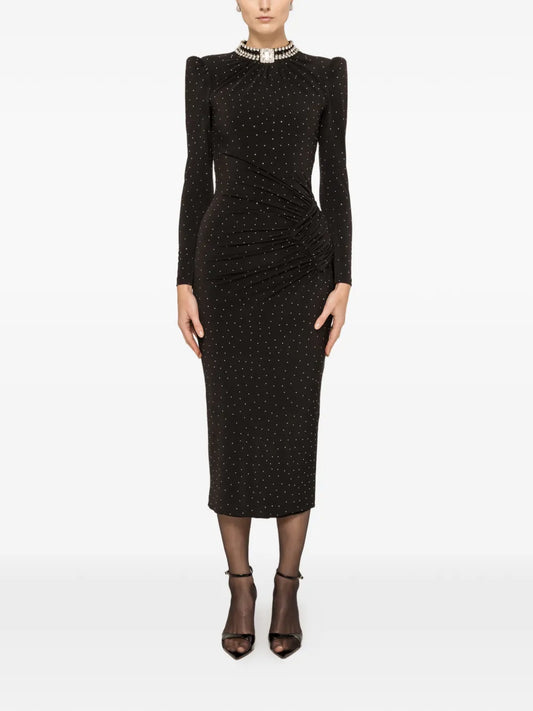 Nissa Crystal Embellished Midi Dress