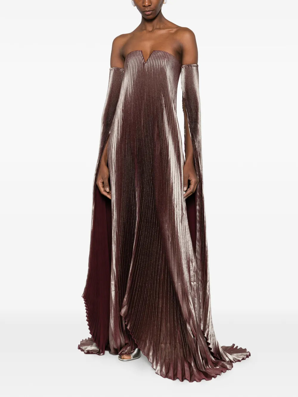 Lidee Pleated Detachable Sleeves Gown