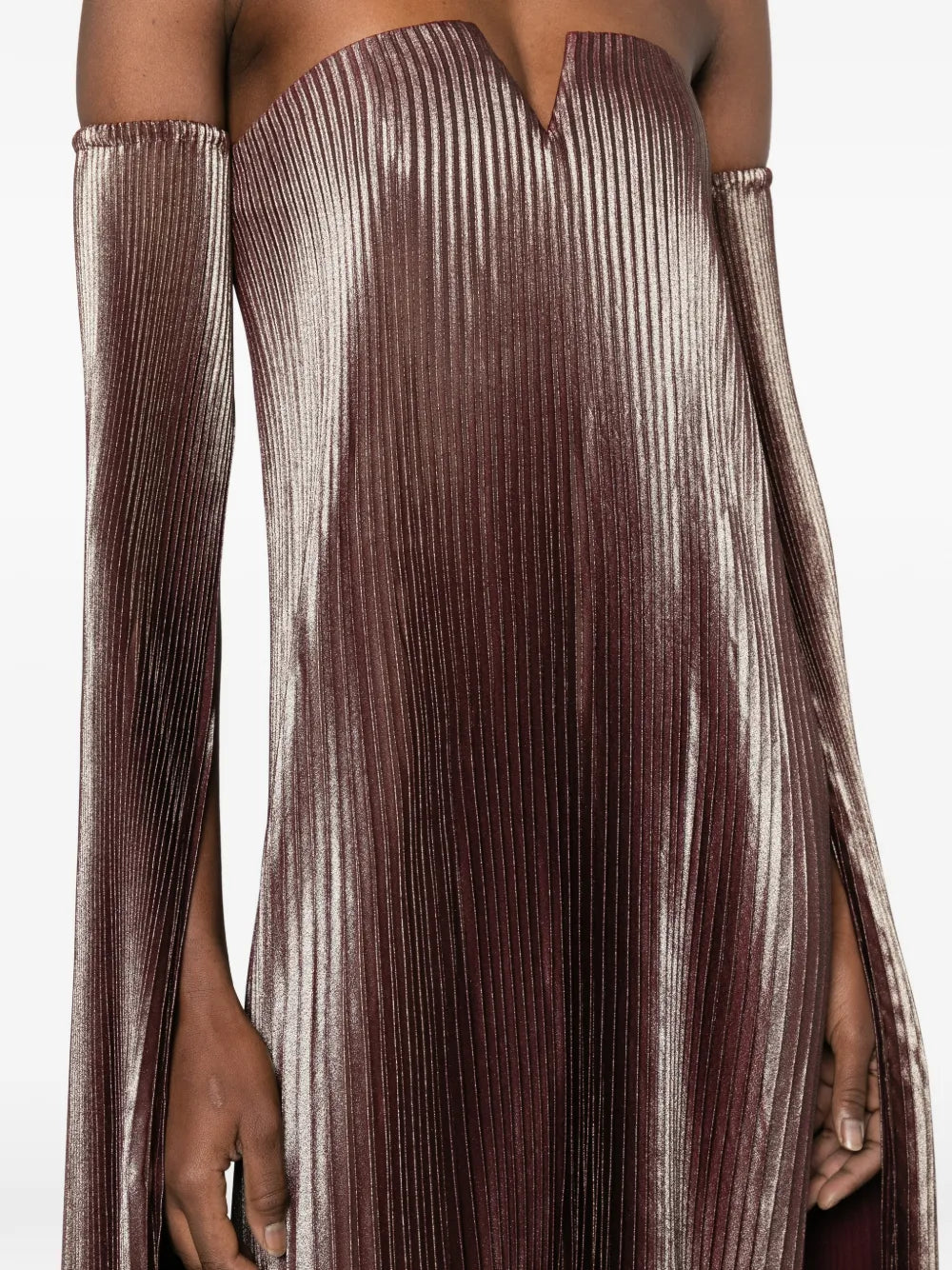 Lidee Pleated Detachable Sleeves Gown