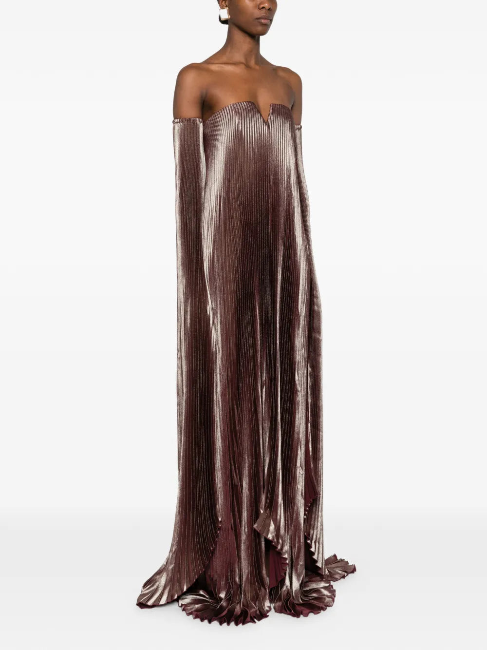 Lidee Pleated Detachable Sleeves Gown