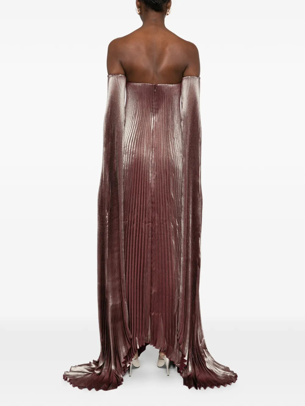 Lidee Pleated Detachable Sleeves Gown