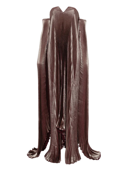 Lidee Pleated Detachable Sleeves Gown