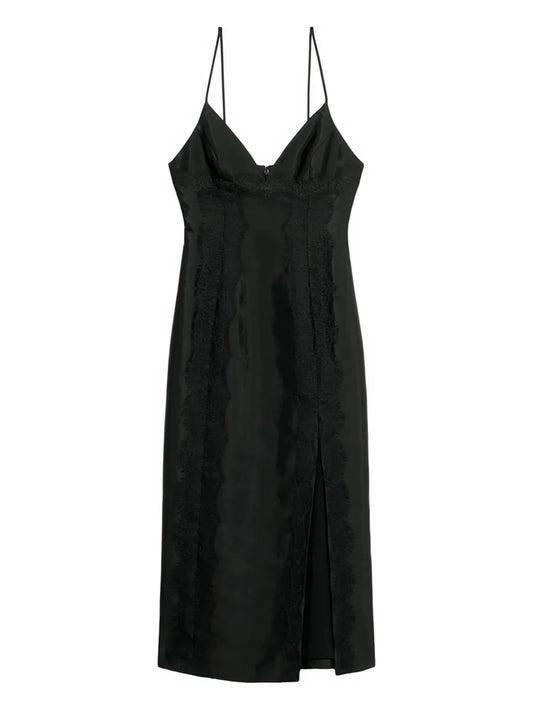 Blumarine Lace Detail Slit Midi Dress