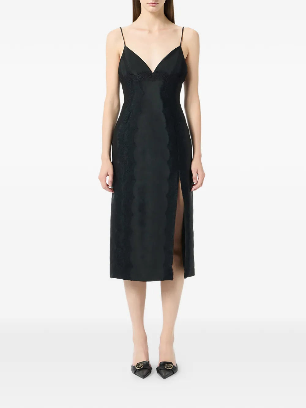Blumarine Lace Detail Slit Midi Dress