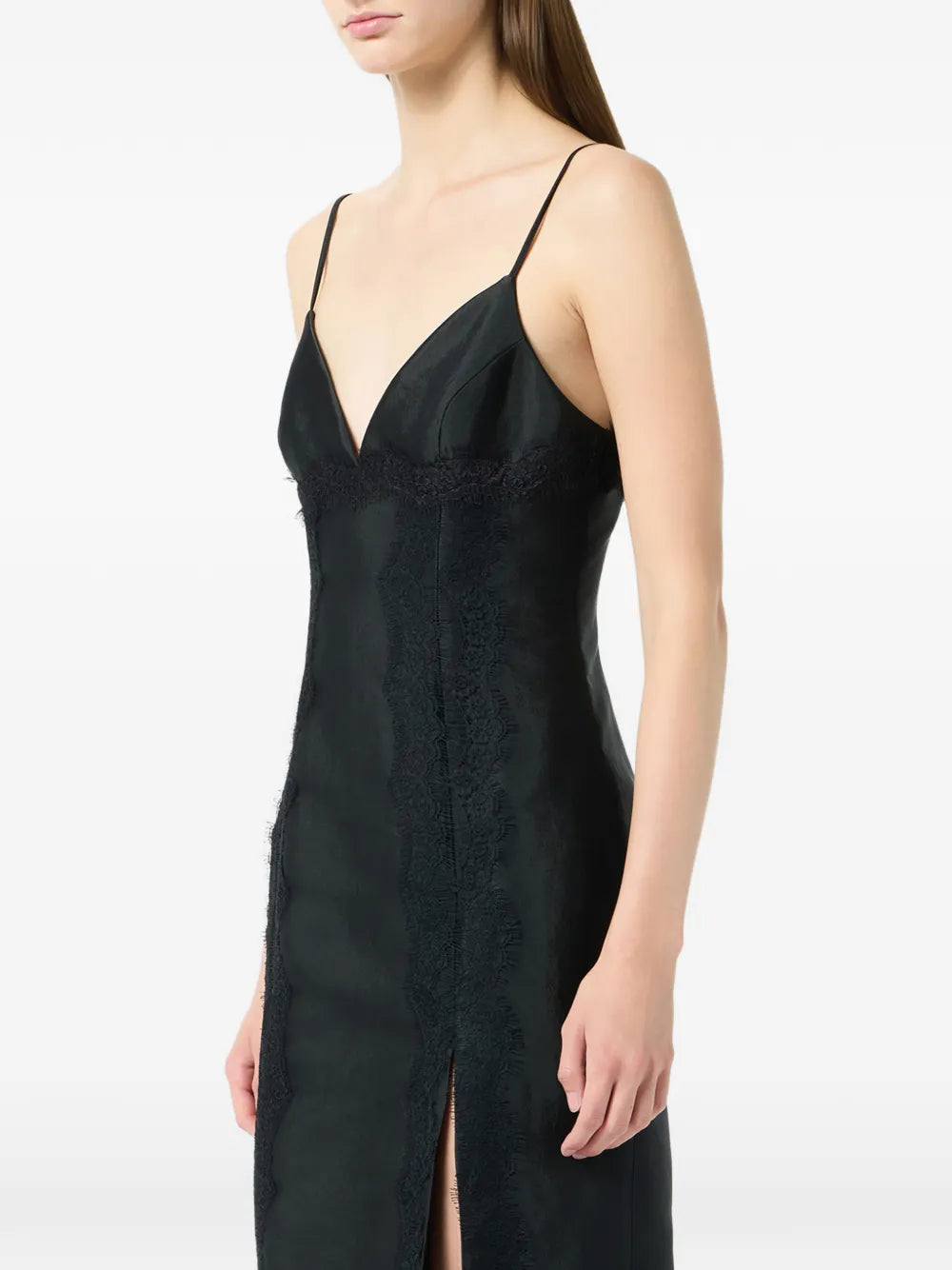 Blumarine Lace Detail Slit Midi Dress